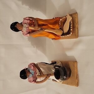 Vintage Navajo Pull Strings Women Stirring Pot & Cooking Fish